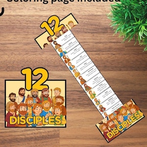 The 12 Disciples Craft Mini Book, 12 Disciples of Jesus Facts Bible Activity for Kids, Sunday School Craft, Great Commission Coloring Page