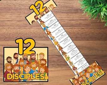 The 12 Disciples Craft Mini Book, 12 Disciples of Jesus Facts Bible Activity for Kids, Sunday School Craft, Great Commission Coloring Page