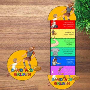 David and Goliath Folding Surprise Bible Craft, Bible Lesson, Sunday School, Church Activity Kids, Mini Book, Bible Story Craft, David Craft
