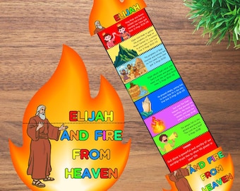 Elia und das Feuer vom Himmel Falten Überraschung Bibel Basteln, Bibelstunde, Sonntagsschule, Kirche Aktivität Kinder, Mini Buch, Altes Testament