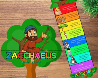 Zacchaeus Folding Surprise Bible Story Craft, Bible Lesson, Jesus and Zacchaeus, Easter Craft, Sunday School, Church Activity kid, Mini Book