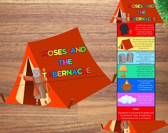 The Tabernacle Folding Surprise Craft, Printable Bible Coloring Wheel, Sunday School, Kids Bible Study, Tabernacle of Moses Bible Story