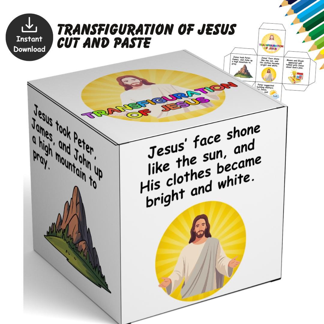 The Transfiguration of Jesus Cube Craft, Story for Kids, Bible ...