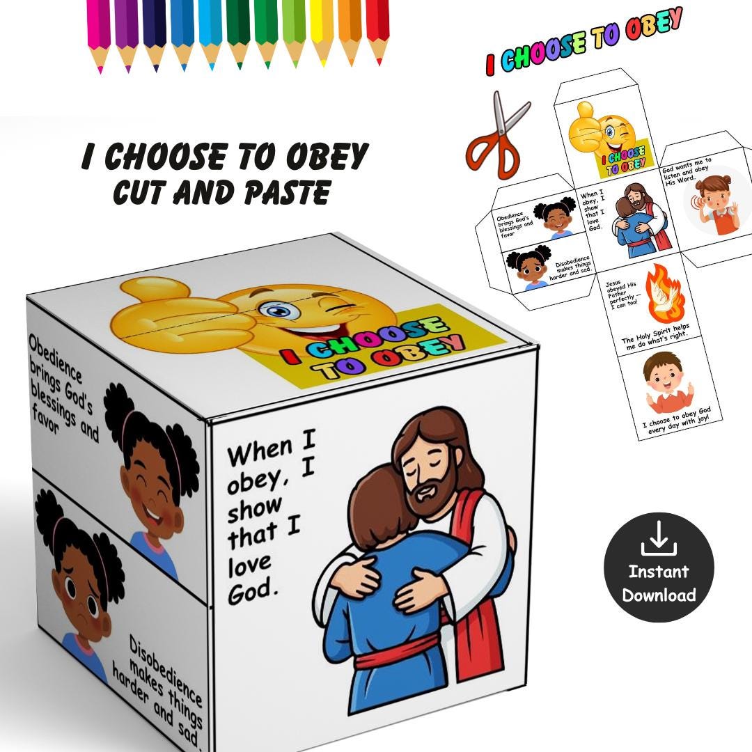 Lessons Obay I Obey God Craft| Activity Cube Bible Craft| Bible Lesson| Sunday ...