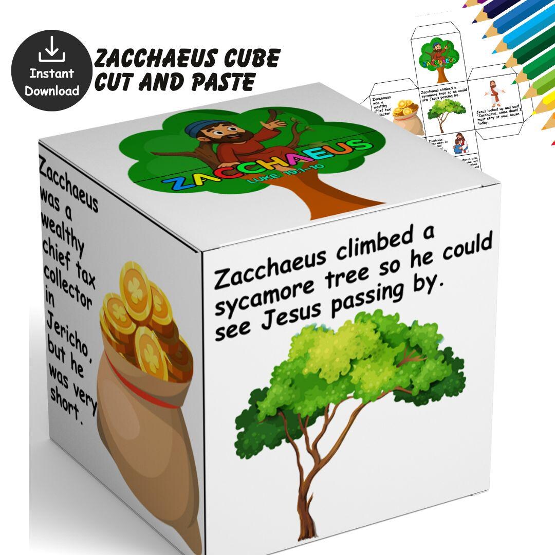 Zacchaeus Cube Craft, Bible Lesson, Jesus and Zacchaeus, Easter Craft ...