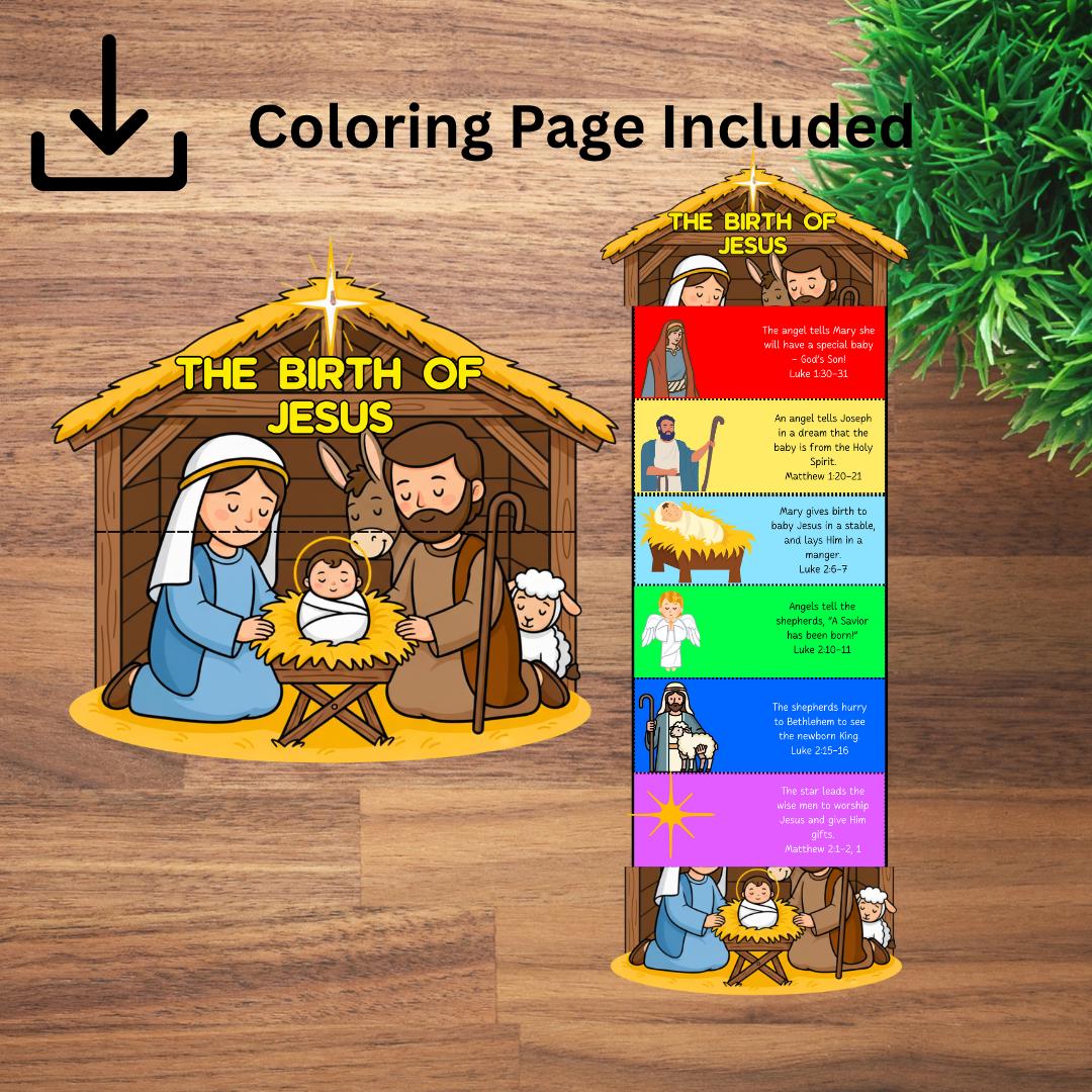 The Birth of Jesus Folding Surprise Craft, Christmas Story for Kids ...