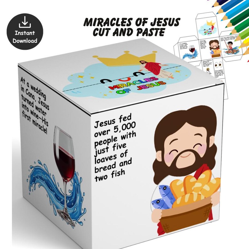 Miracles of Jesus Cube Bible Craft, Bible Lesson, Bible Story, Sunday ...