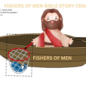 Fishers of Men Bible Craft for Kids, 12 Disciples of Jesus, Sunday School Craft, Homeschool, Kids Lesson, Printable Craft, Discipleship