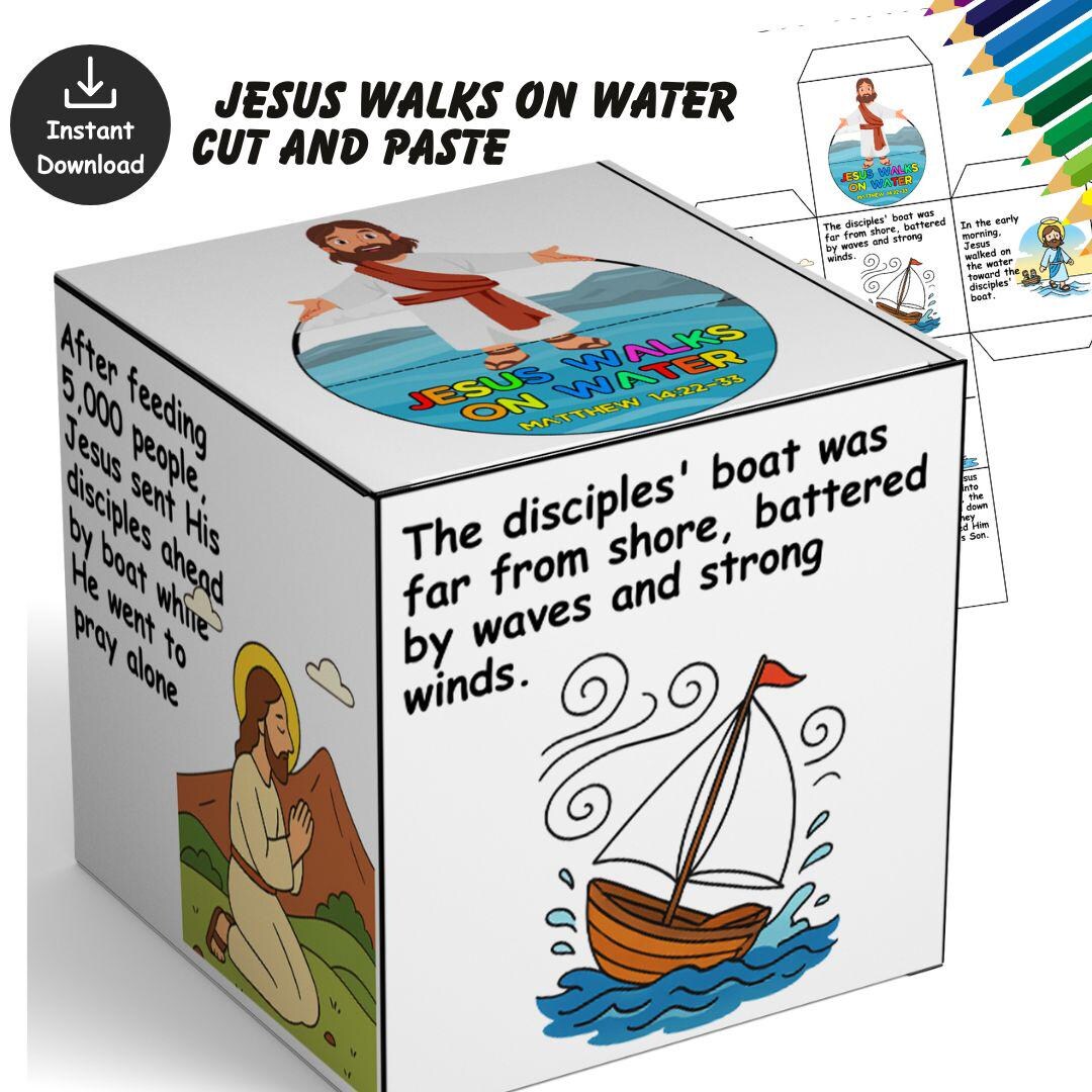 Jesus Walks on Water Kids Bible Story Craft Printable Sunday School ...