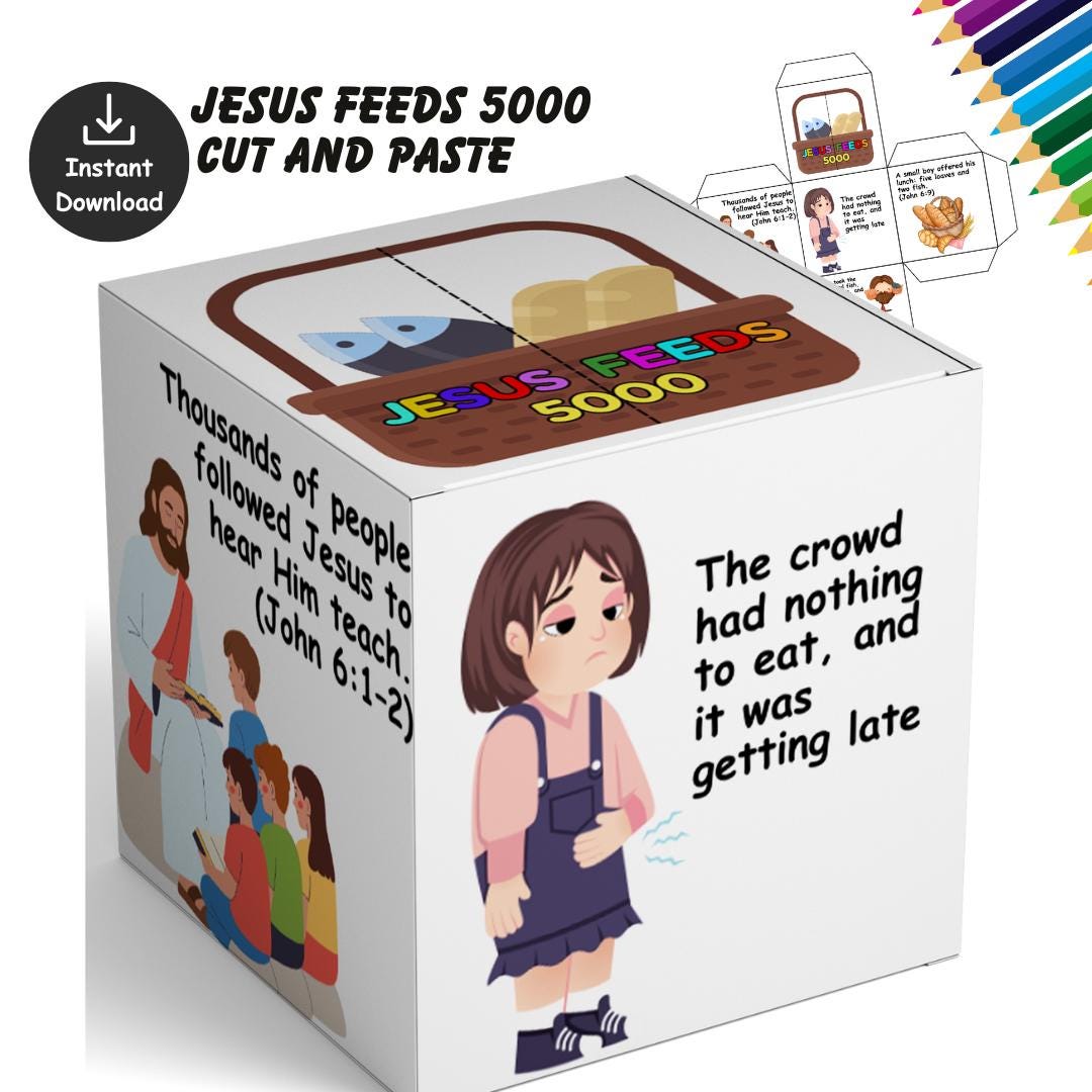 Loaves and Fish Foldable Cube | Bible Craft for Kids | Jesus Feeds 5000 ...
