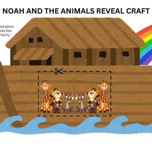 Noah&#39;s Ark Printable Craft, Printable Noah&#39;s Ark Coloring, Animals Two by Two Bible Lesson, Kids Christianity Crafts, Sunday School Activity