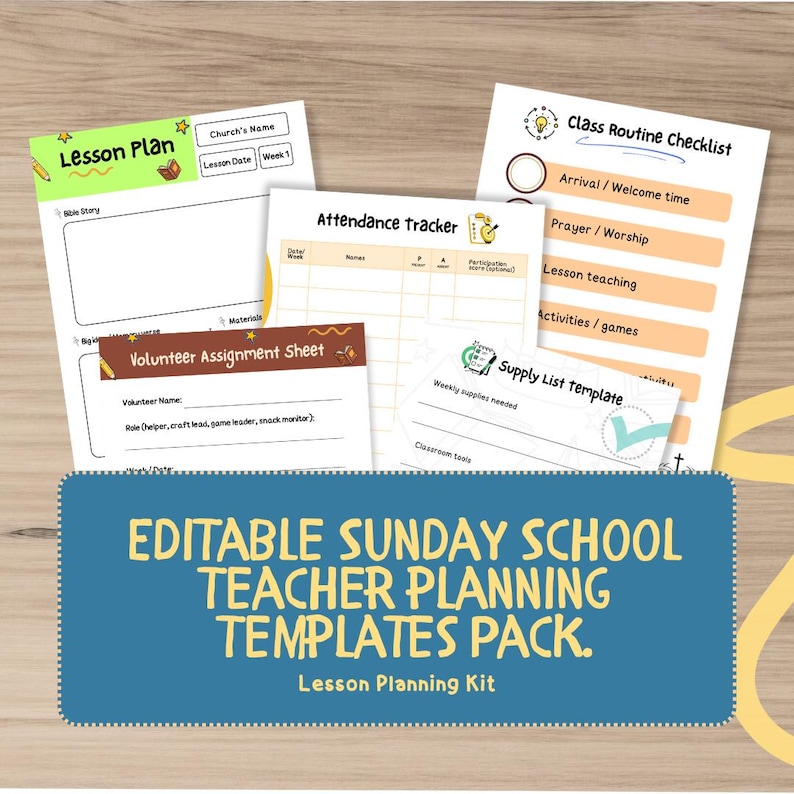 EDITABLE Sunday School Teacher Planner Templates PACK | Lesson Planning ...