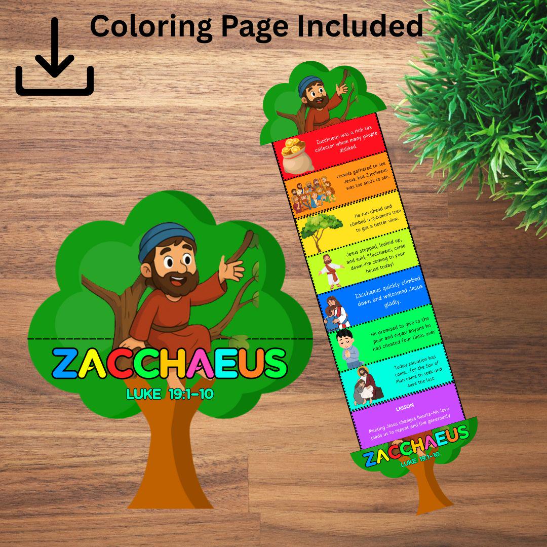 Zacchaeus Folding Surprise Bible Story Craft, Bible Lesson, Jesus and ...