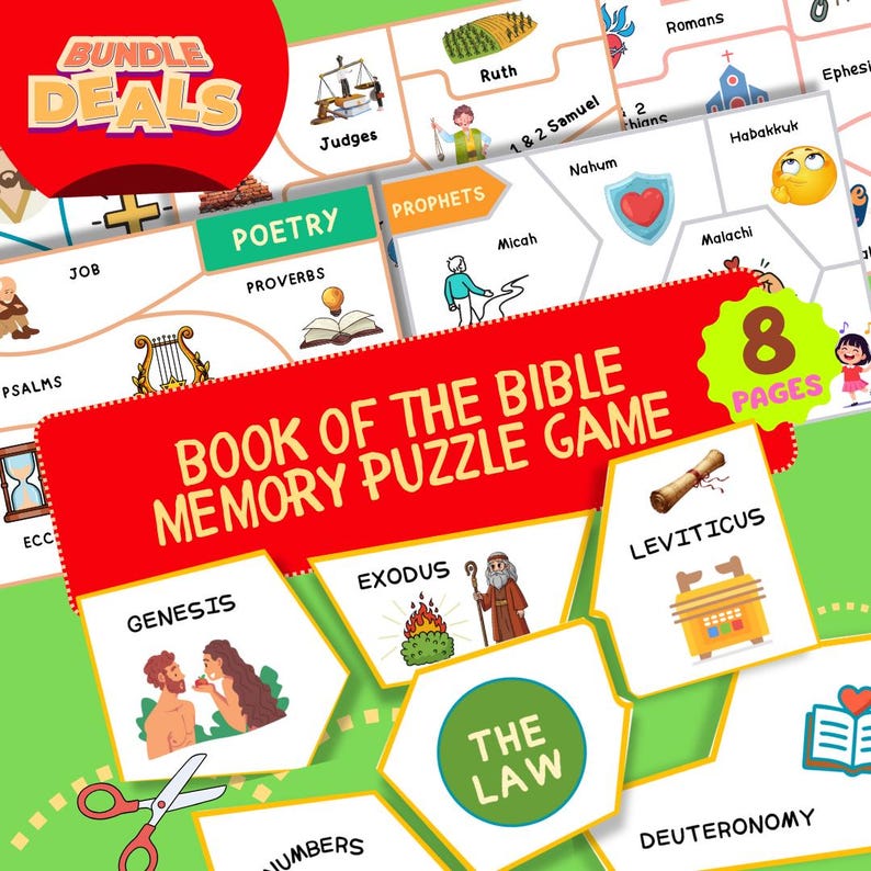 Learn Books of the Bible Printable Memory Puzzle | Sunday School Craft ...
