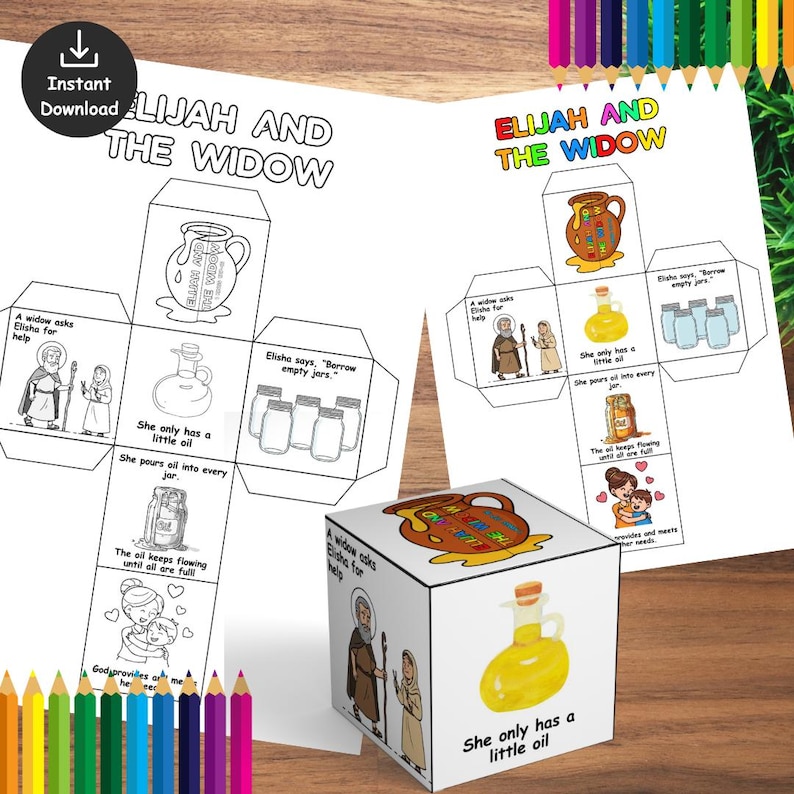 Elijah and the Widow Bible Story Cube, Bible Craft, Bible Lesson, Bible