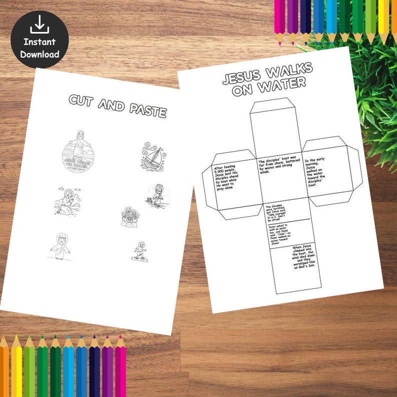 Jesus Walks on Water Kids Bible Story Craft Printable Sunday School ...
