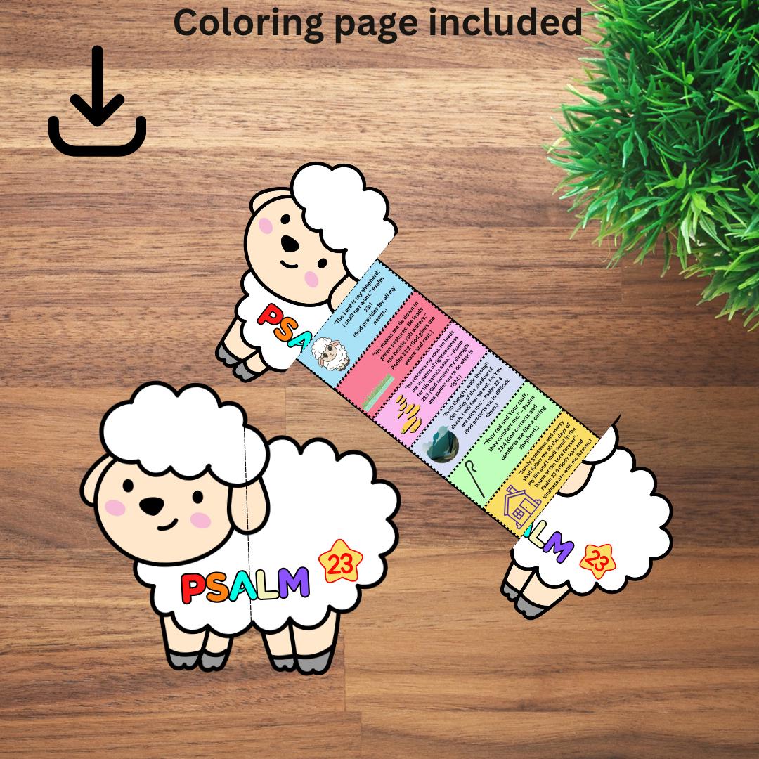 Psalm 23 Folding Surprise Bible Craft, Bible Lesson, Psalm Craft, Sunday School Craft, Church Activity Kids, Mini Book, Bible Story Craft