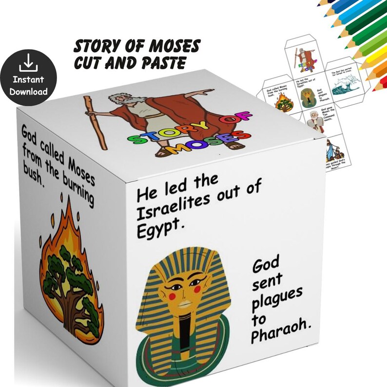 Story of Moses Cube Bible Craft, Bible Lesson, Sunday School Craft ...