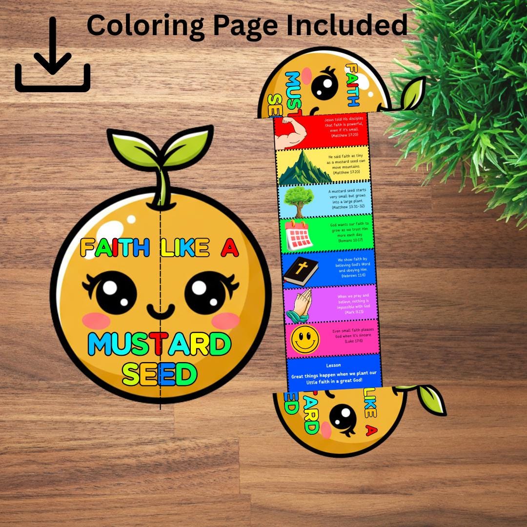 Faith Like a Mustard Seed, Folding Surprise Bible Craft, Bible Lesson ...