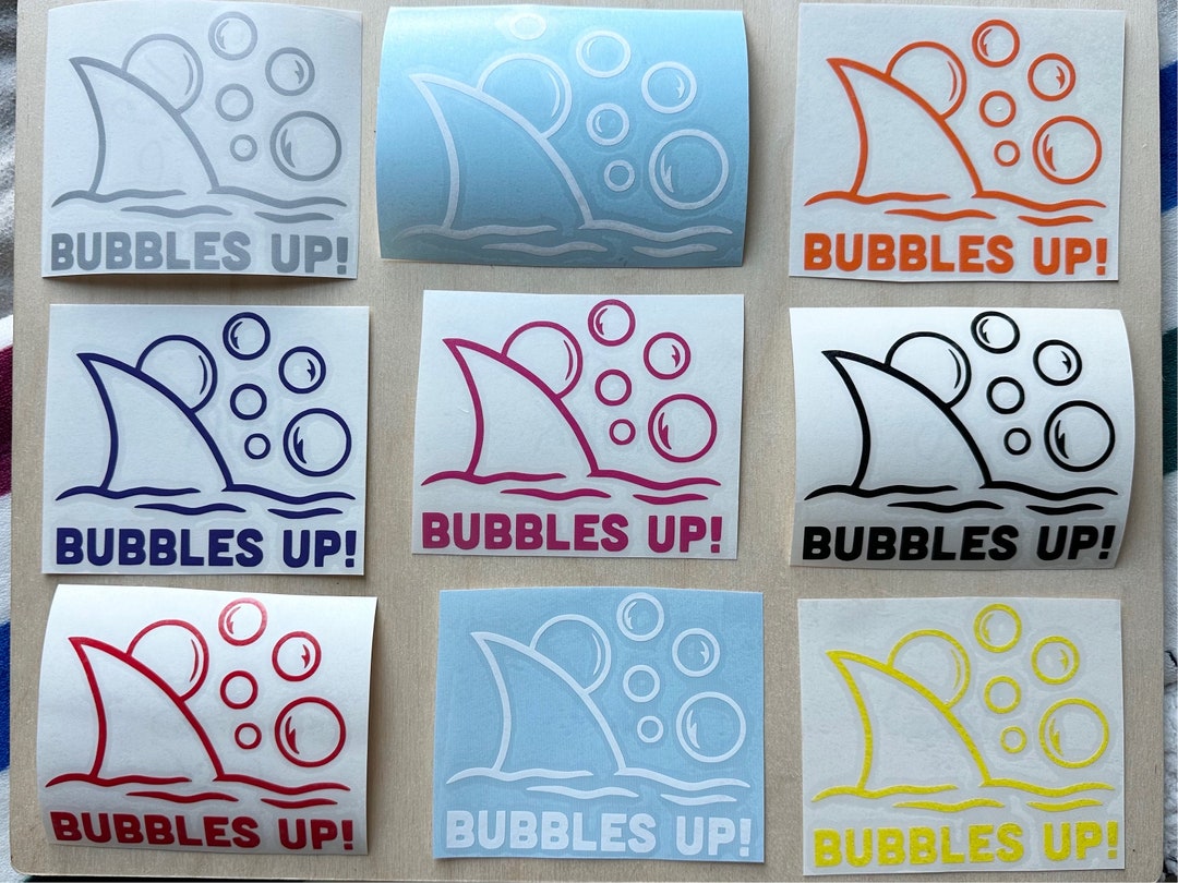 FINS or BUBBLES UP 2 Sizes / Car Sticker / Laptop Sticker / Dorm Room
