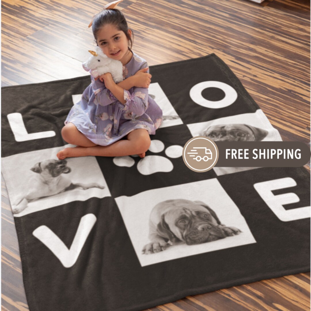 Personalized Dog Picture Blanket Custom Pet Photo Blanket Dog Mom Gift