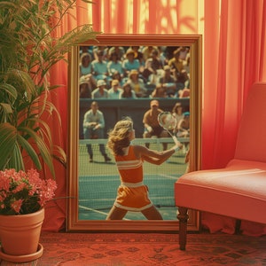 Impresión de tenis retro - Decoración de los años 70 Arte de tenis retro - Impresión retro femenina - Estética de los años 70 - Decoración femenina vintage