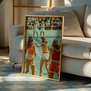 Impresión de tenis retro - Decoración de los años 70 Arte de tenis retro - Impresión retro femenina - Póster estético de los años 70 - Decoración femenina vintage