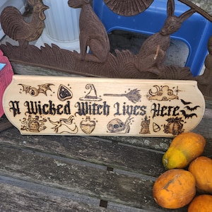 Halloween Wicked Witch Gothic Holzschild, Handgemachter Herbst Dekor für Herbst 2018, Einzigartiges Geschenk für Zuhause, Skurril