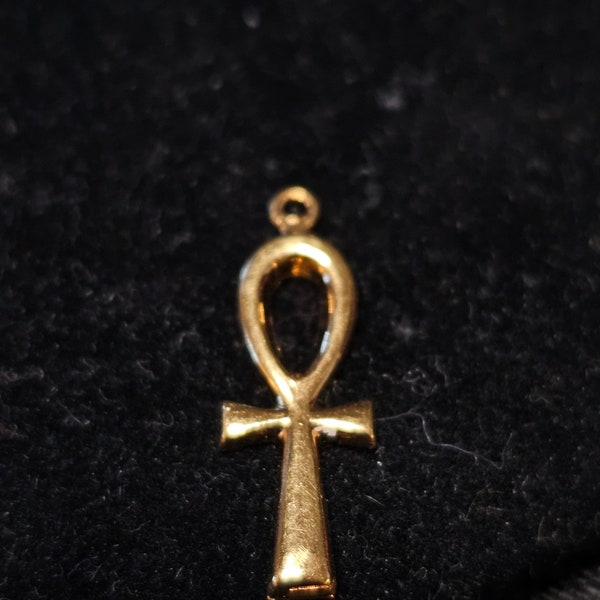 CLEARANCE Gold tone ankh charm pendant, 1 inch