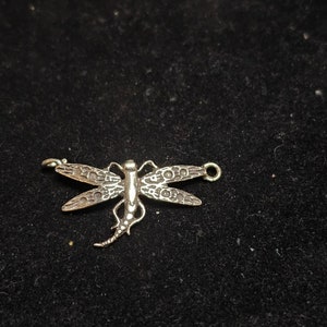 Dragonfly charm/link for bracelet - sterling silver, approx. 1.25 in