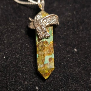 Chrysocolla bird pendant, sterling silver - approx. 1.5 in