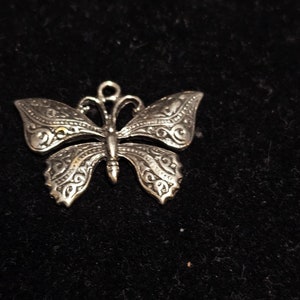 Butterfly charm pendant, sterling silver - approx. 1 in.