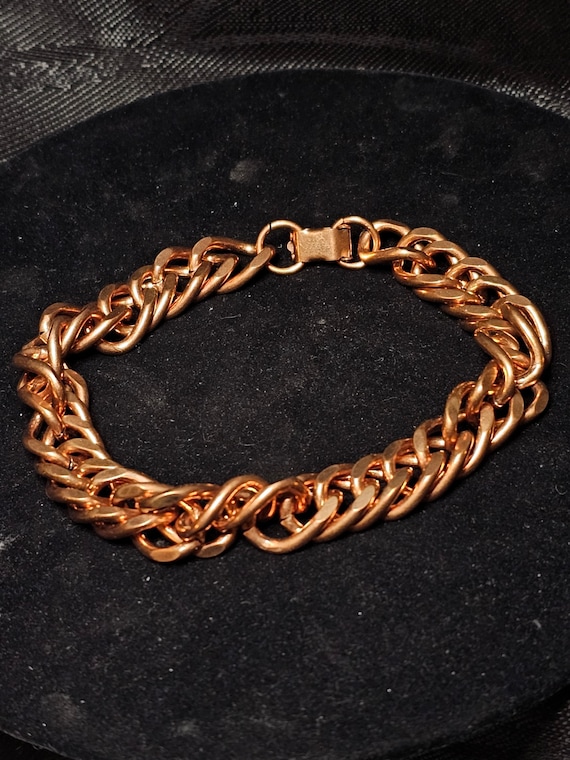 Solid Copper Link Bracelet, Chunky Chain, 5 Inches - image 1