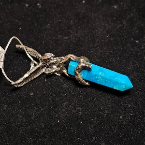 Turquoise eagle pendant, sterling silver - approx. 2 in