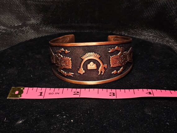 Copper Native American style cuff, 3.5 inches - o… - image 3