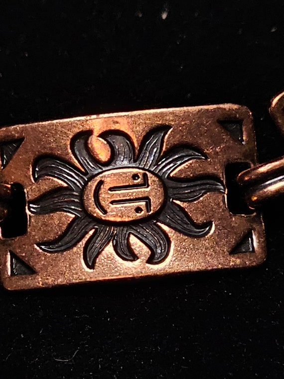 Solid Copper Sun Link Bracelet, Southwest Style - image 2