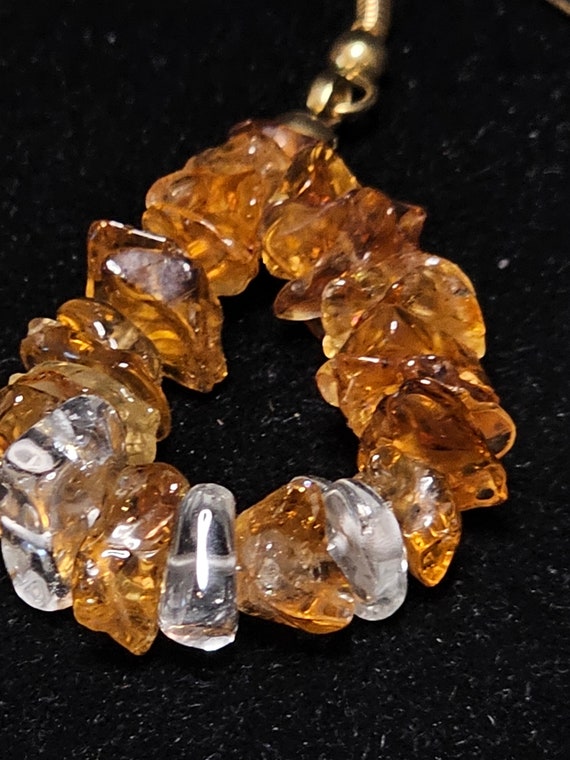 Citrine and clear quartz earrings, 1.5 inches - image 3