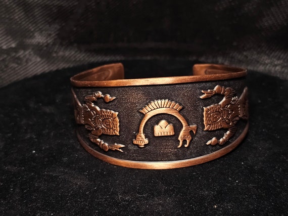 Copper Native American style cuff, 3.5 inches - o… - image 1