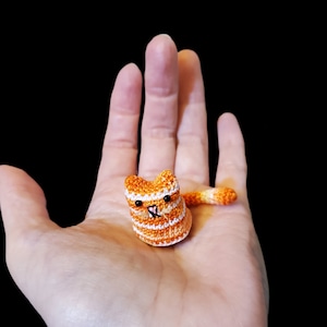 Tiny Crochet Cat | Micro Amigurumi | One (1) Pocket Kitten | With or Without Swivel Lobster Claw Keychain | Optional Ornament Hanger