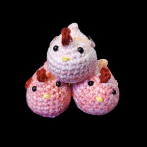 Crochet Chicken Valentine | Optional Ornament Hanger or Keychain | Love Bird Valentine&#39;s Day Gift