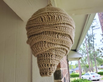 Crochet Wasp Nest Decoy | Large False Hornet Nest to Possibly Deter Real Wasps | Realistic