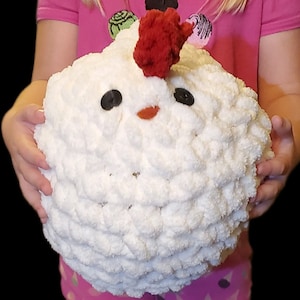 Jumbo Crochet Chicken Amigurumi | Large Soft and Fluffy Stuffed Animal | Huggable Crochet Hen Stuffie |