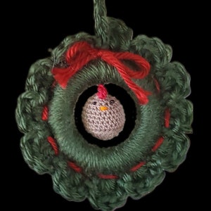 Crochet Chicken Christmas Ornament | Tiny Hen Wreath Christmas Decor