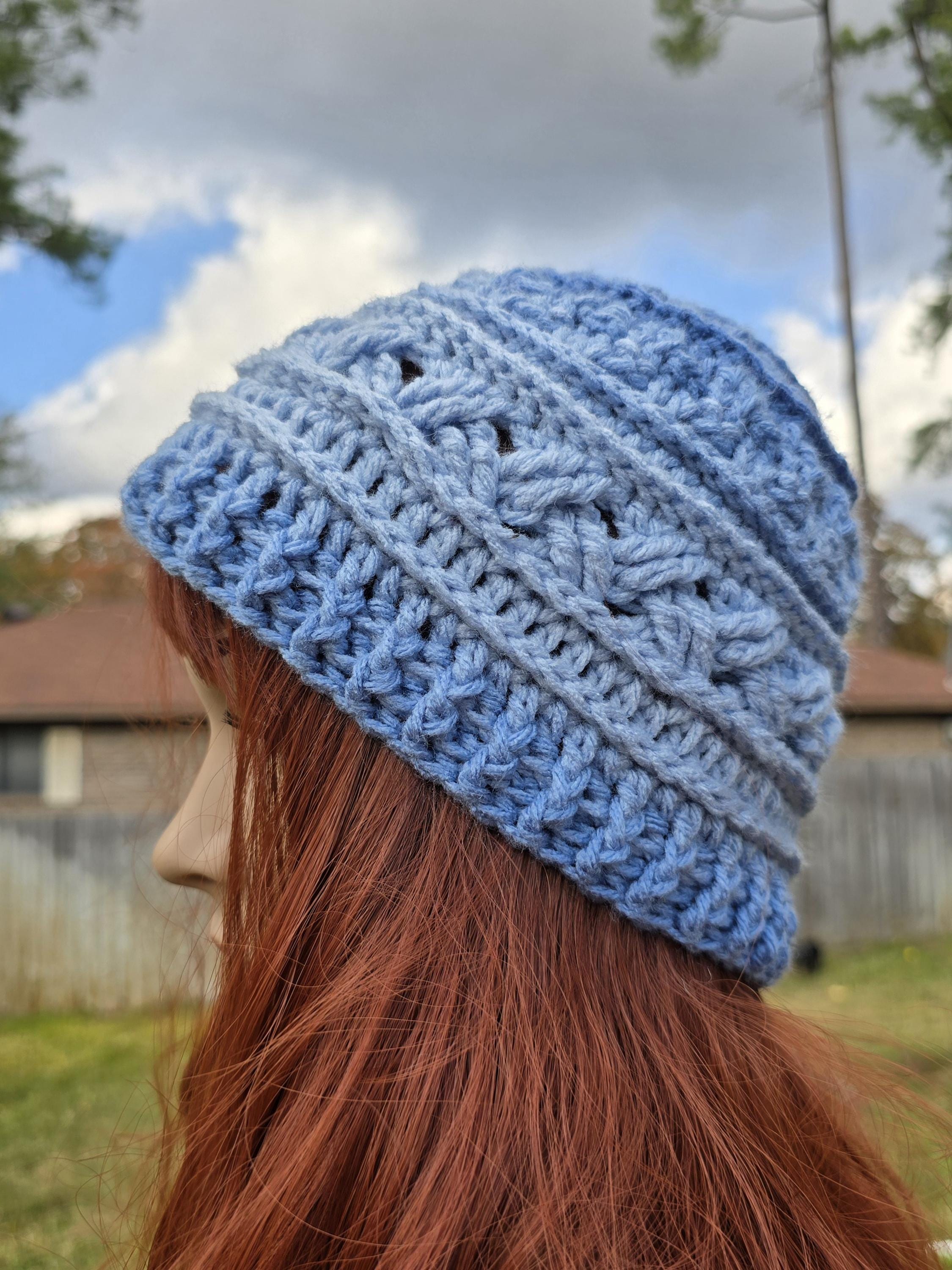 Crochet Beanie Hat | Textured Winter Hat | Unique Blue Ombre  display picture 1