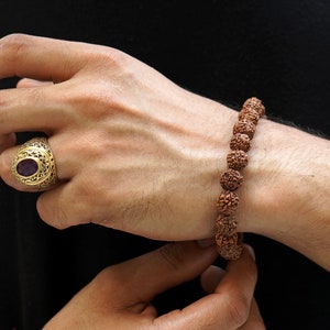 High-Demand 5 Face Nepali Rudraksha Natural Certified Himalayan Beads Bracelet for Unisex By The Leading Light image 1