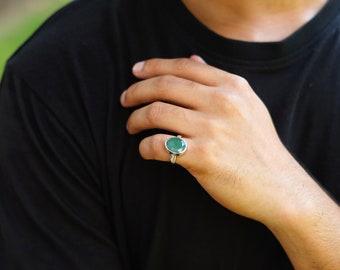 Authentic Zambian Emerald Silver Ring 9.25 Carat: Unisex, Astrologically Significant, Available in All Sizes