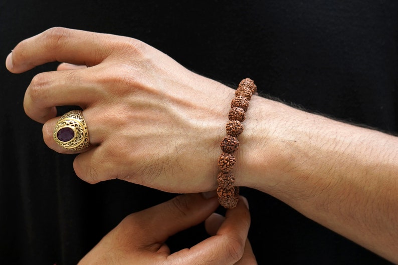 High-Demand 5 Face Nepali Rudraksha Natural Certified Himalayan Beads Bracelet for Unisex By The Leading Light image 1