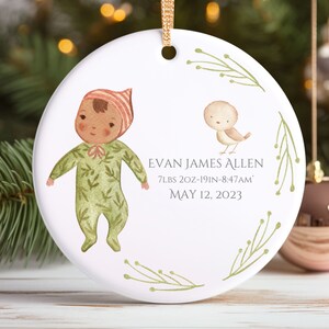 First Christmas Baby Ornament, Custom Baby Gift, First Christmas Ornament, Personalized Baby Ornament, Custom Baby Ornament, Birth Stat Gift