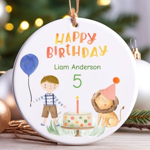 Personalized Birthday Ornament, Custom Happy Birthday Christmas Ornament, Boys Christmas Ornament
