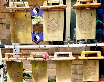 Placas de gong hechas a mano de 7 chakras y frecuencias cósmicas Tierra/Luna/Sol (432-440 Hz)